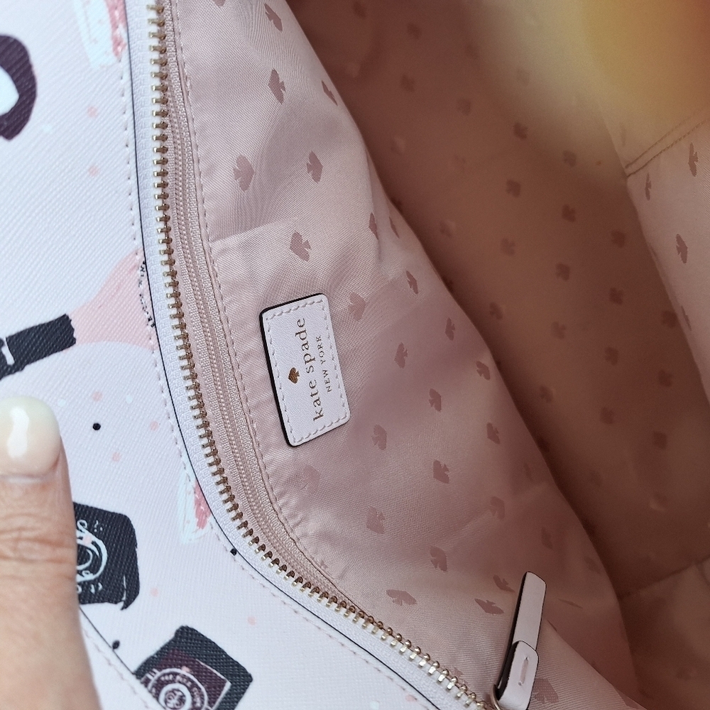 kate spade Pink Champagne Bottle Print Tote - Picture 7 of 7